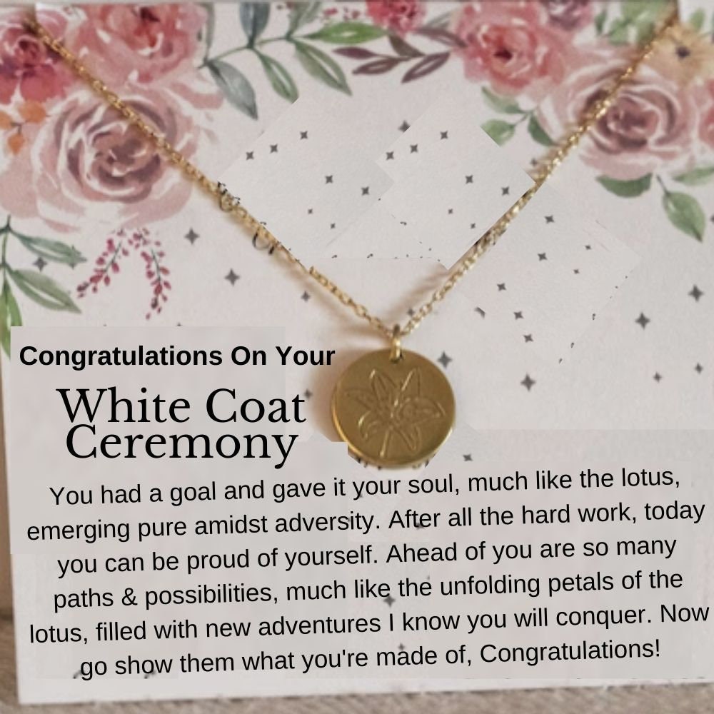 White Coat Ceremony Gift Lotus Necklace Medical, Dental, Nursing, Veterinary, Pharmacist, Chiropractor White Coat Ceremony  New Doctor Gift