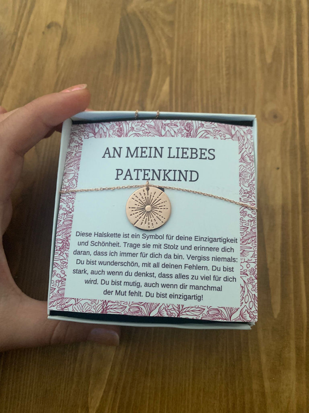 Patenkind Halskette Sonne, Geschenk für Patenkind zur Einschulung, Zum Schulabschluss Patenkind Geburtstag 925 Sterlingsilber Kette