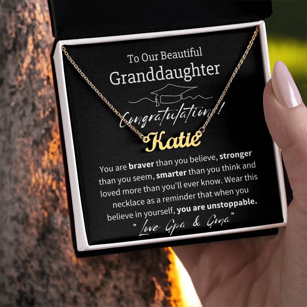 Granddaughter Graduation Necklace with Graduation Card, Grand daughter Graduation Gift form Grandparent