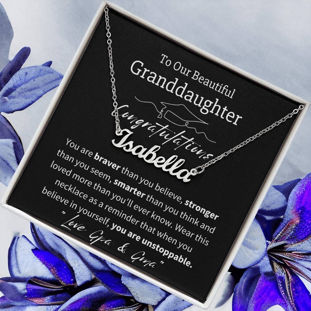 Granddaughter Graduation Necklace with Graduation Card, Grand daughter Graduation Gift form Grandparent