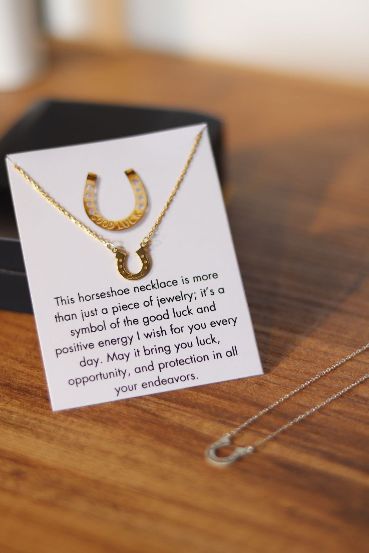 Appreciation Jewelry 925 Silver Horseshoe Luck Necklace with LED Light Jewelry Box, Horseshoe Engraved with Your Name, Thank You Gift,