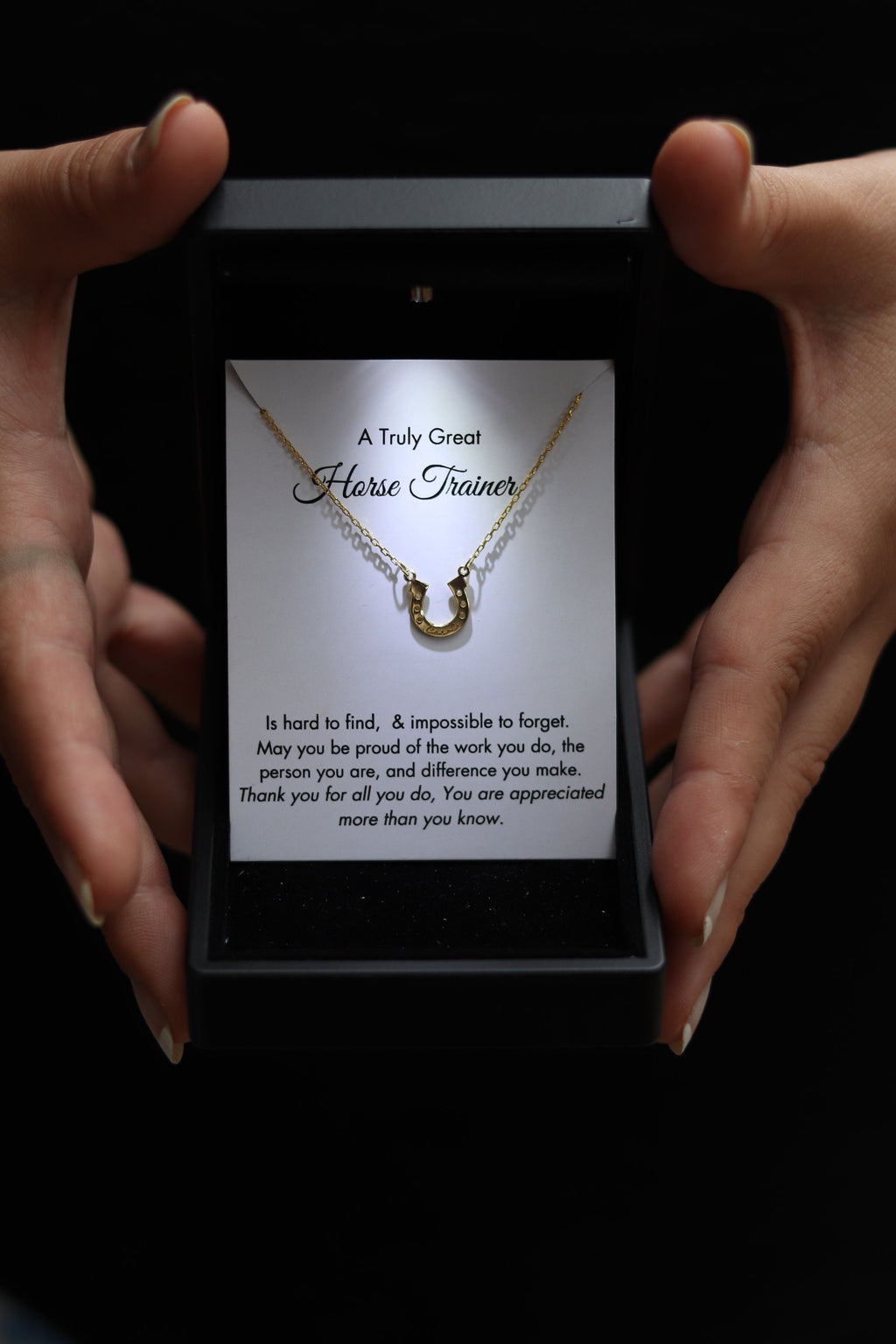 Horse Trainer Gift, Silver Horseshoe Necklace with Engraved Name, Horse Riding Gifts, Horse Lover Gift, Horse Trainer Thank You