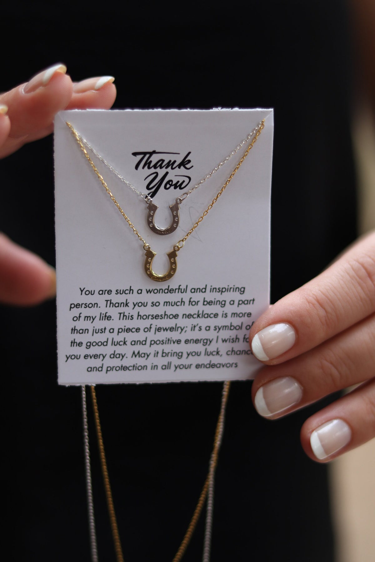 Thank You Necklace, Silver Horseshoe Necklace with Engraved Name, Christmas Gift, Women Coworker Gift, Women Boss Gift, Birthday Necklace