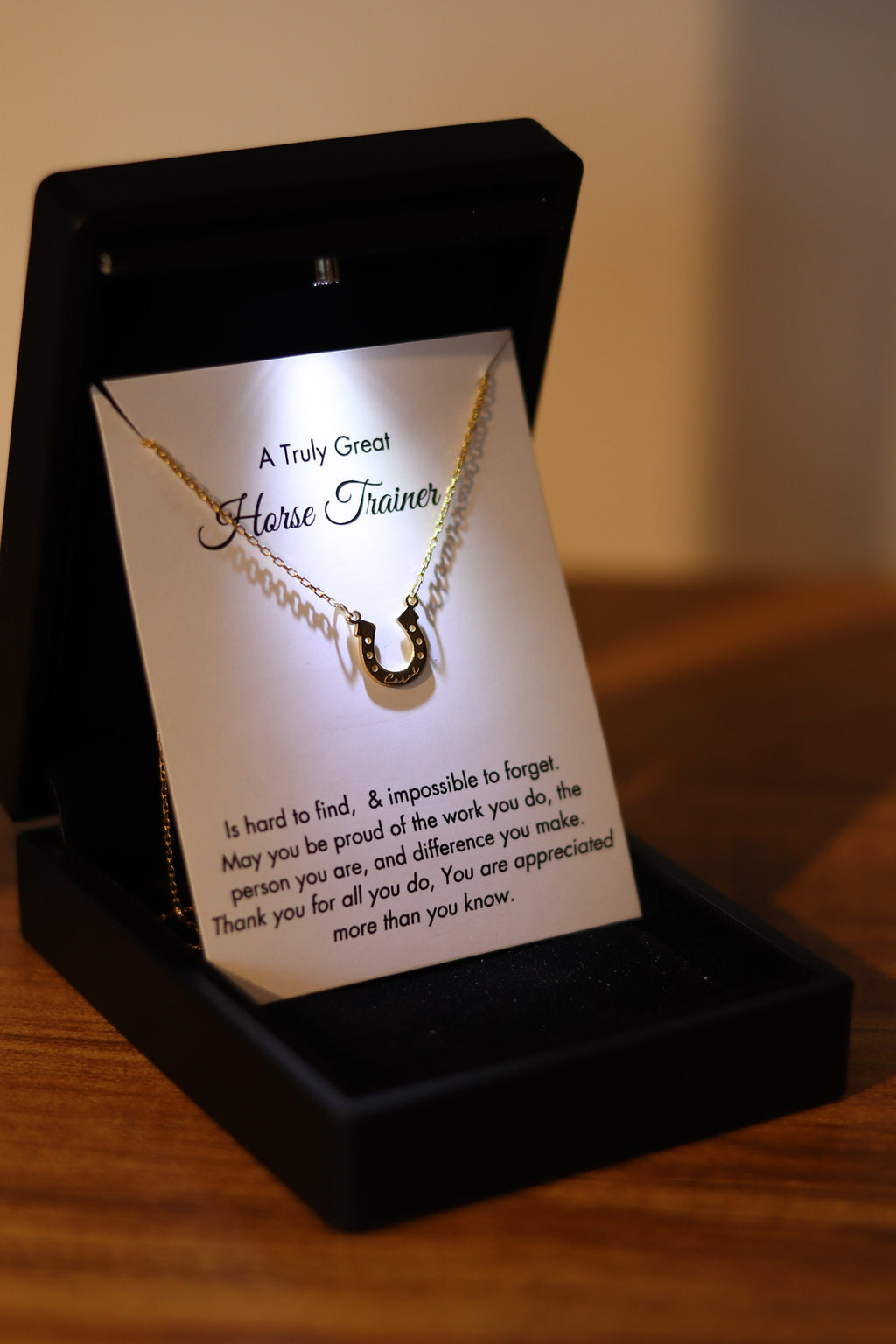 Horse Trainer Gift, Silver Horseshoe Necklace with Engraved Name, Horse Riding Gifts, Horse Lover Gift, Horse Trainer Thank You