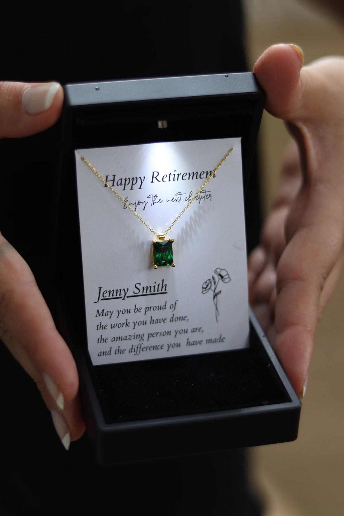 Retirement Jewelry for Women, Silver Necklace with LED Light Jewelry Box, Nurse Retirement, Corporate Boss Retirement Coworker leaving