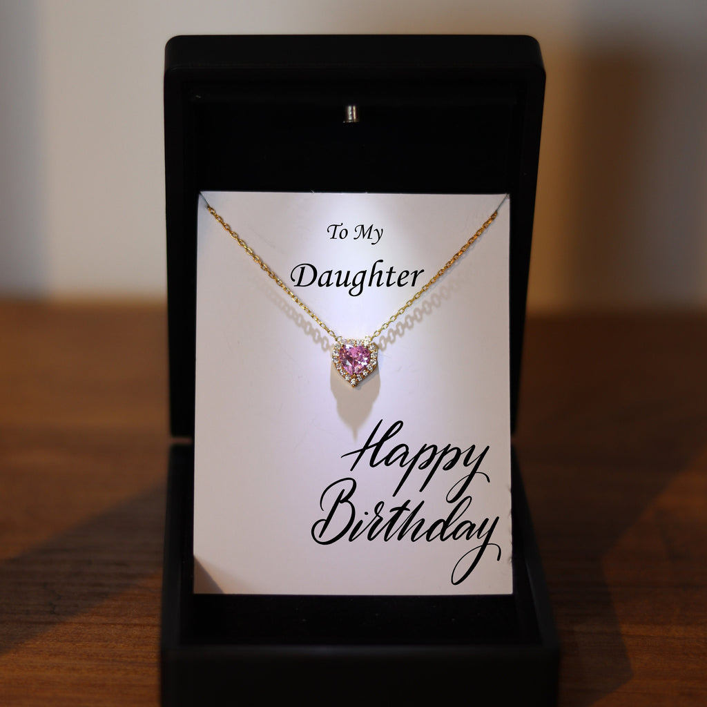 Daughter Heart Necklace, Daughter Silver Necklace for Birthday, Daughter Graduation Necklace, Daughter Jewelry, Quartz Heart Necklace
