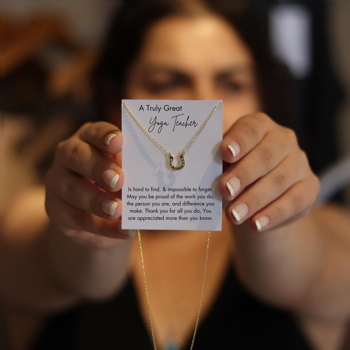 Yoga Teacher Horseshoe Necklace with Led Box, Yoga Educator Appreciation Necklace, Yoga Teacher Thank You Gift, Yoga Coach Gifts, Namaste