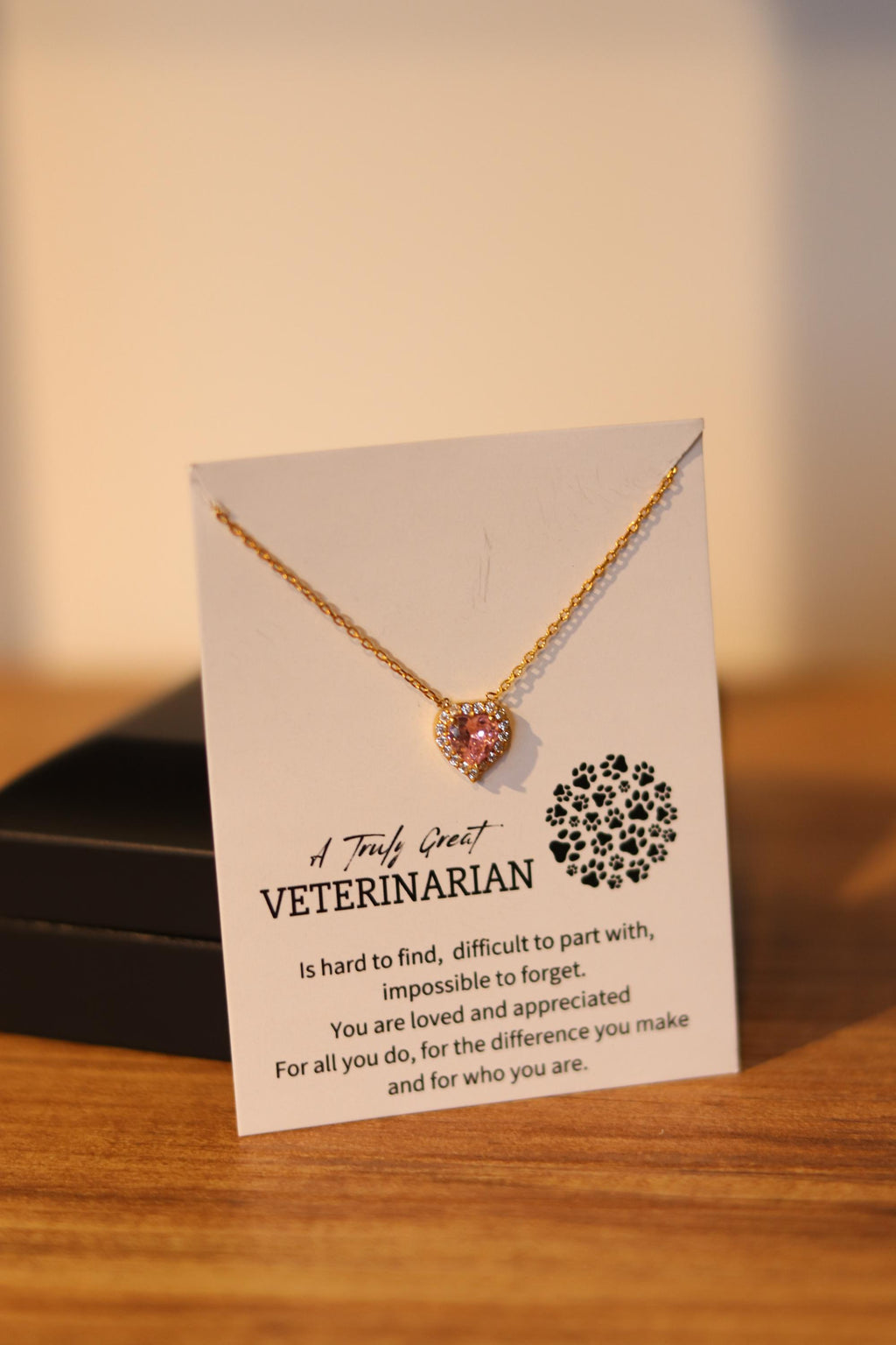 Veterinarian Necklace Gift, Veterinarian Doctor Gift, Heart Necklace with Quartz, Vet Birthday Gift, Veterinarian Birthday, Vet Thank you