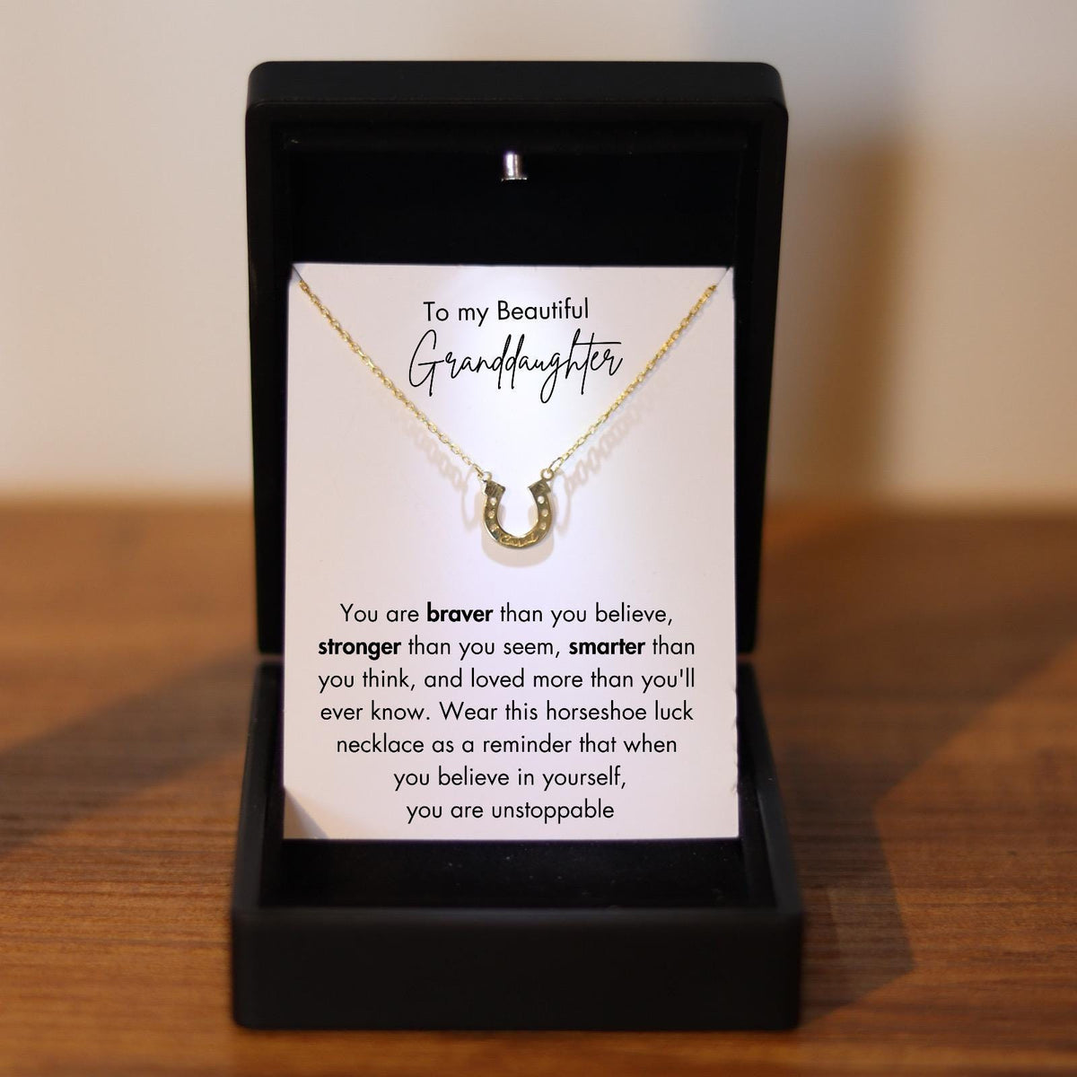 Granddaughter Luck Necklace, Lucky Silver Charm for Granddaughter with LedBox, Granddaughter Keepsake Necklace, Granddaughter New Year Jewel