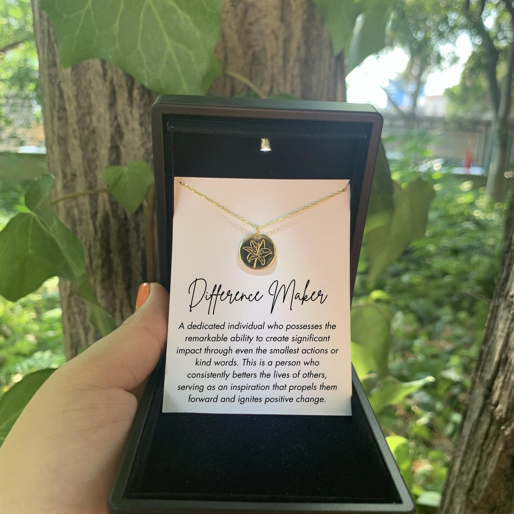 Inspirational Leader Gift, Employee Appreciation Gift, Silver Lotus Necklace with LED Light Jewelry Box, Mentor Jewelry, Director Boss Gift