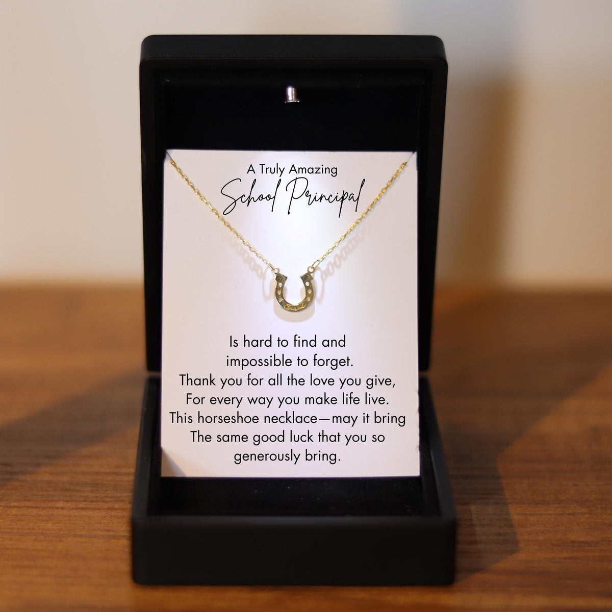 School Principal Silver Luck Necklace, Personalized Principal Gift with Led Light Box, School Principal Appreciation Thank You Gift-