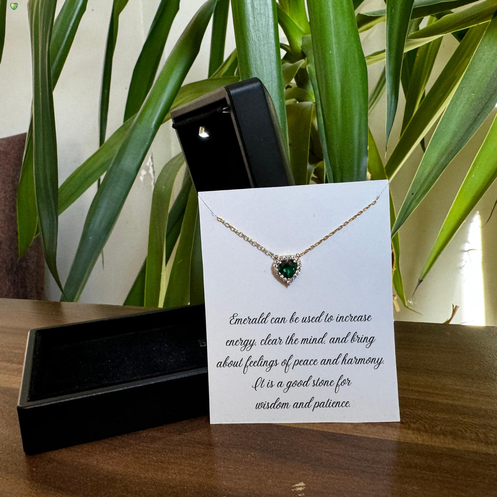 Emerald Heart Jewelry Gift with Led Light Box, Emerald Necklace Gift, Silver Emerald Pendant,  May Birthstone Necklace, Birthday Jewelry