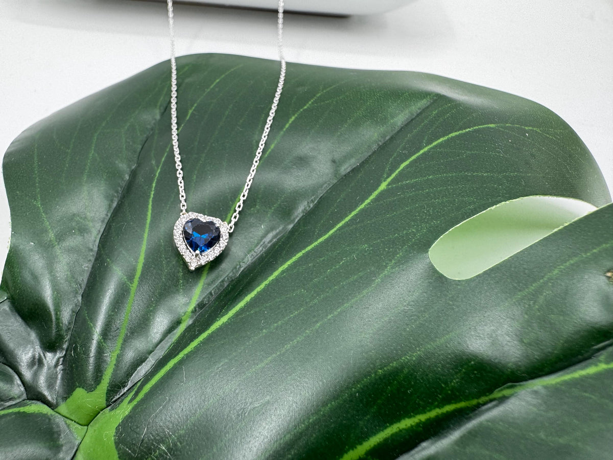 Heart Sapphire Necklace, Minimalist Silver Sapphire Jewelry, Sapphire Birthstone Pendant, Birthstone Necklace Gift, Necklace for Women