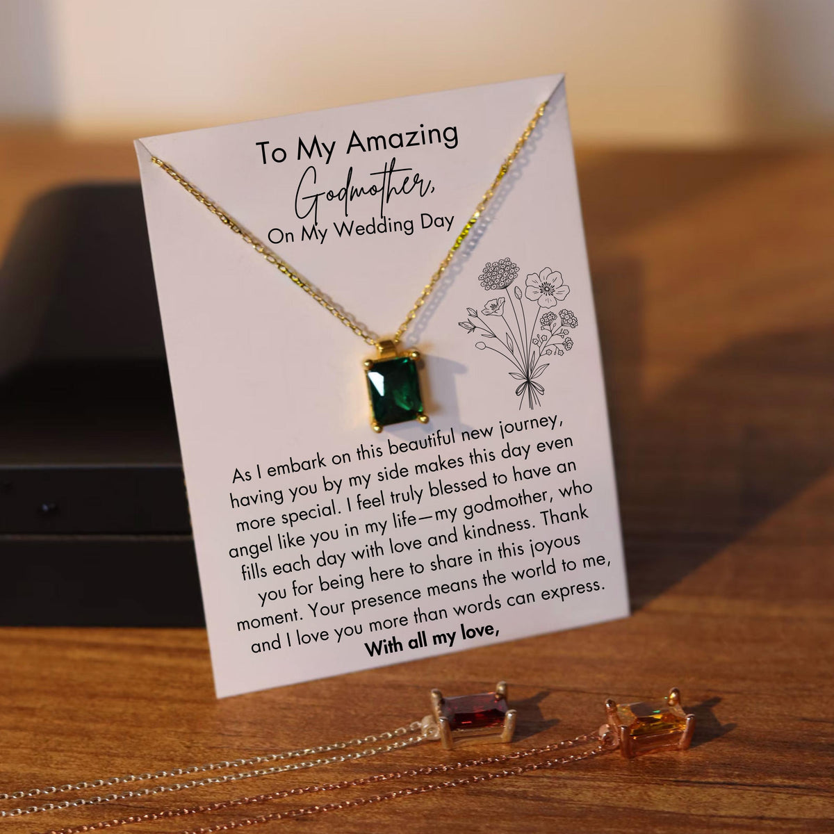 Godmother Silver Necklace with Luxury Box, Godmother Gift from Bride, Godmother Gift on My Wedding Day, Godmother Gift from Bride,