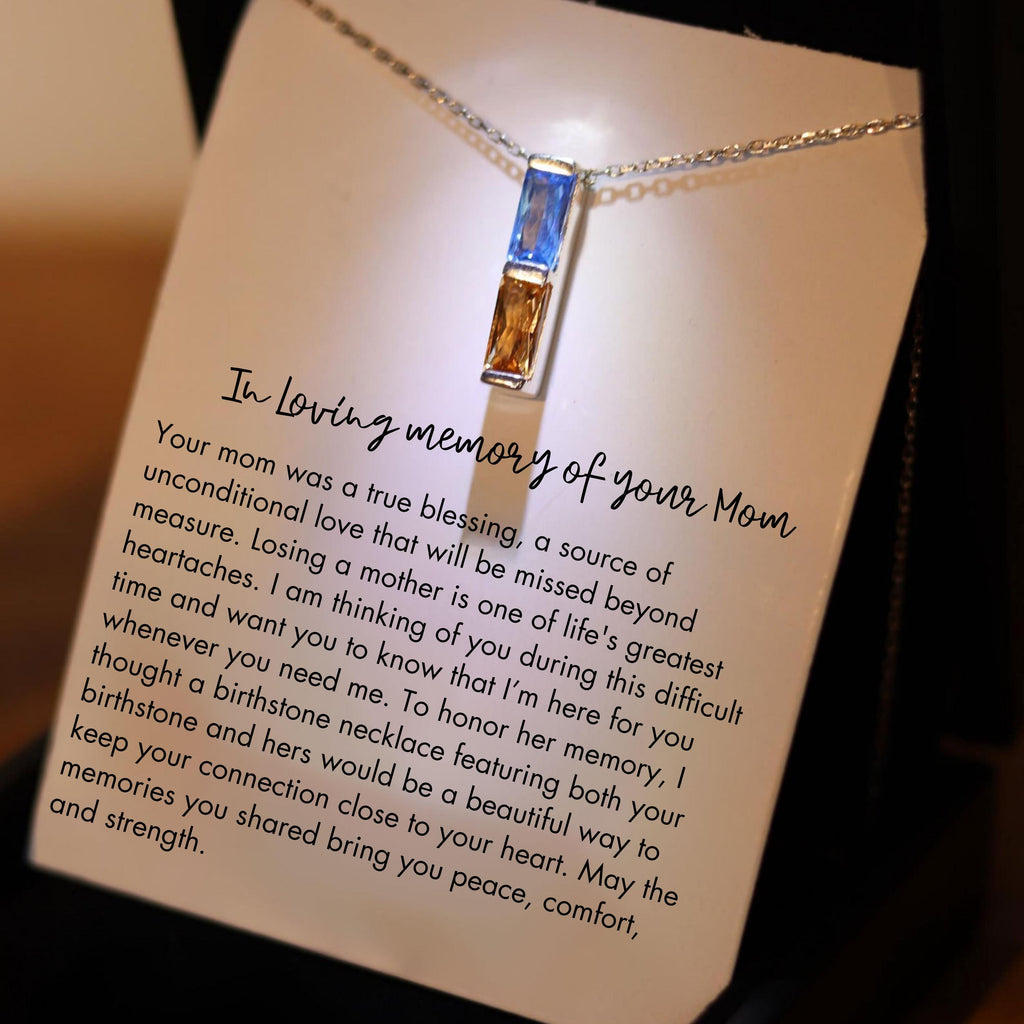 Mom Remembrance Necklace, Mom Memorial Gift, Matching Birthstone Necklace, Father Sympathy Gift, Mother Memorial Gift, Loss of Mom