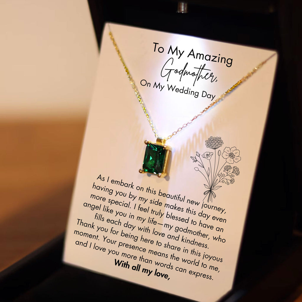 Godmother Silver Necklace with Luxury Box, Godmother Gift from Bride, Godmother Gift on My Wedding Day, Godmother Gift from Bride,