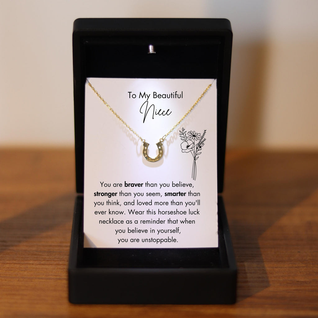 Niece Luck Necklace, Lucky Silver Charm for Niece with LedBox, Niece Keepsake Necklace, Niece New Year Jewelry, To My Niece Birthday Gift