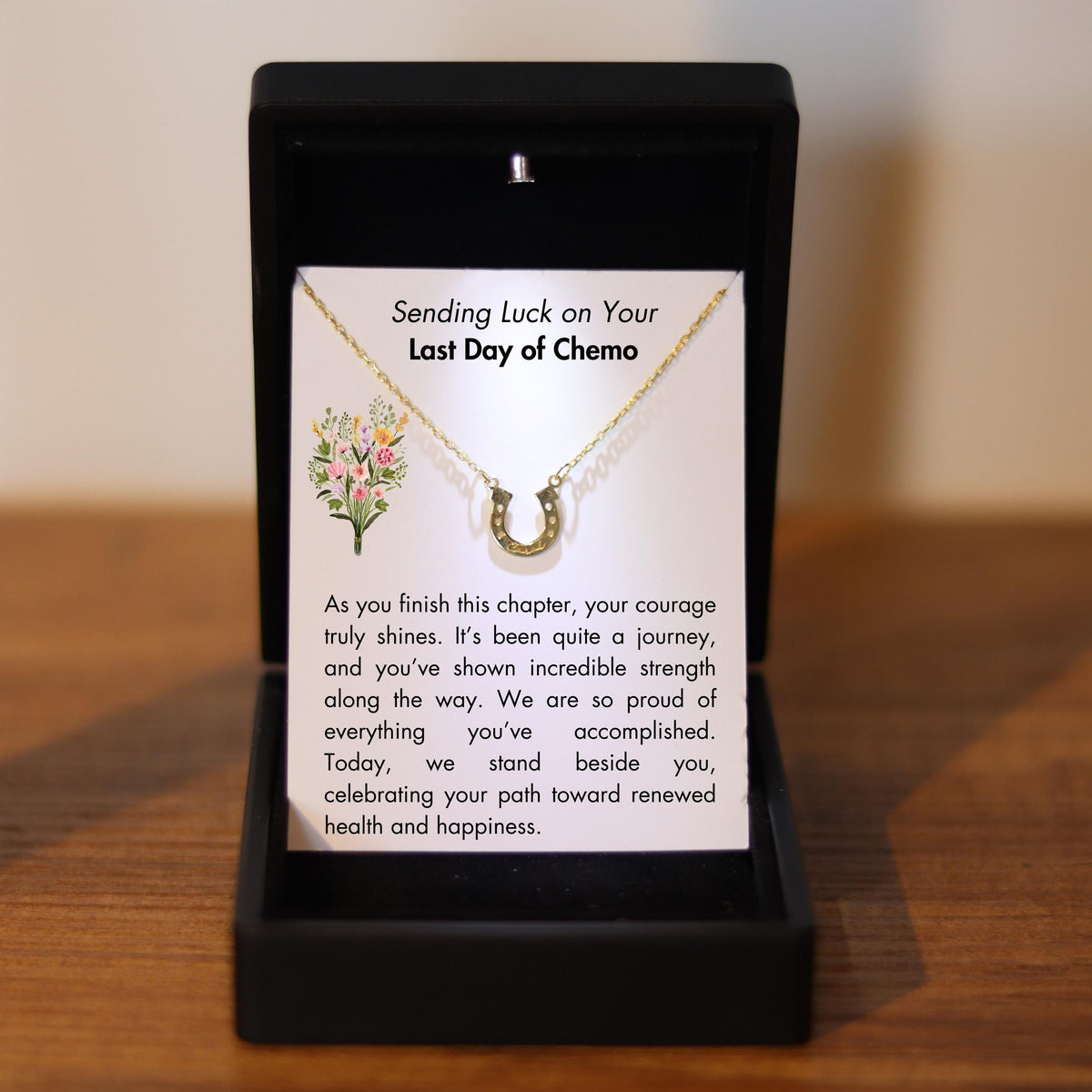Last Day of Chemo Luck Necklace with Engraved Name, Last Day of Radiation Jewelry, Cancer Survivor Necklace