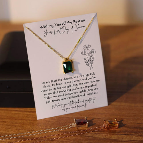 Cancer Support Jewelry, End of Chemo Gemstone Necklace, Women Cancer Warrior Gift, Breast Cancer Awareness Jewelry, Cancer Patients Gift