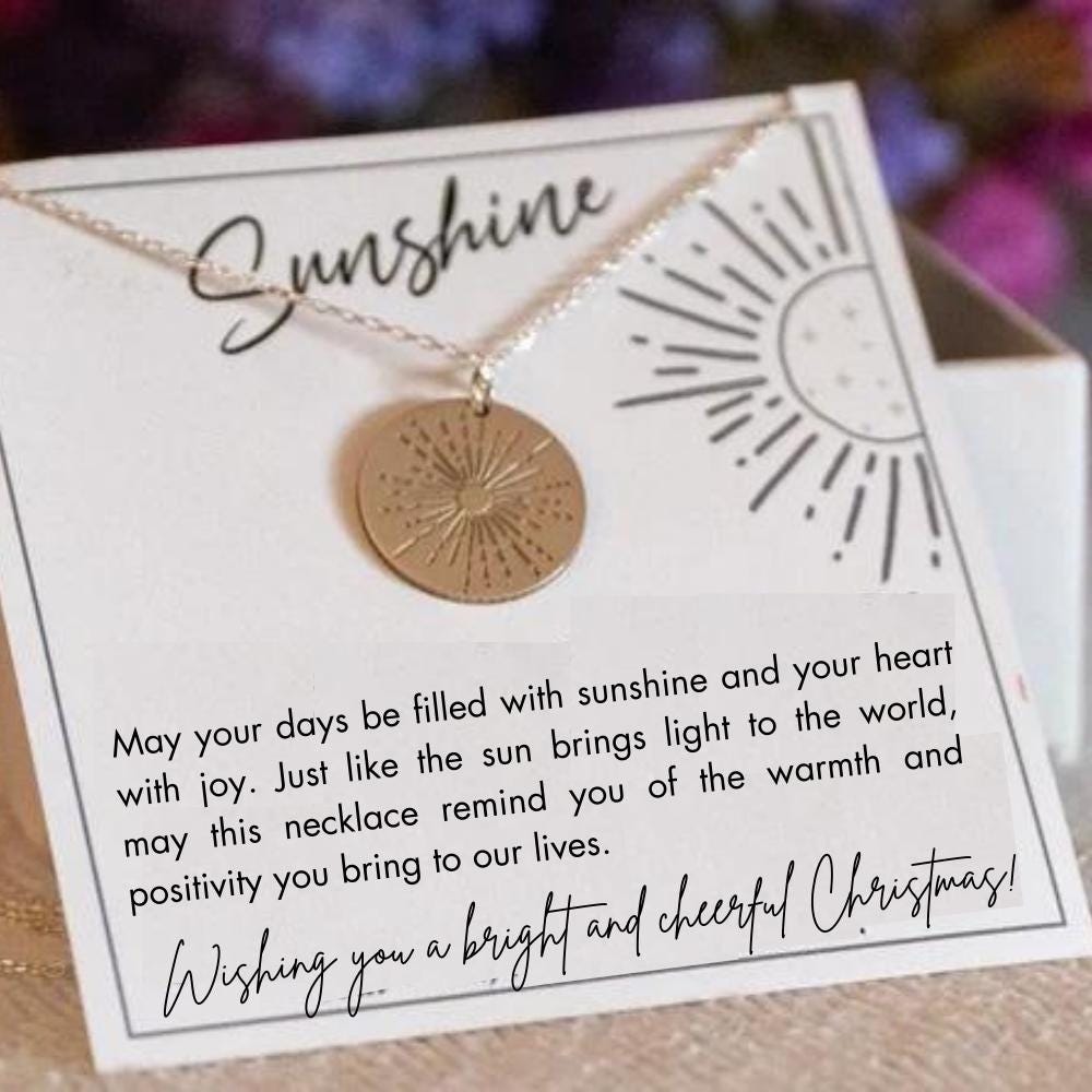 Women Christmas Necklace Gift, Sunshine Necklace XMas Wishes, Merry Christmas Necklace, Special Educator Christmas, Leader new year Gift