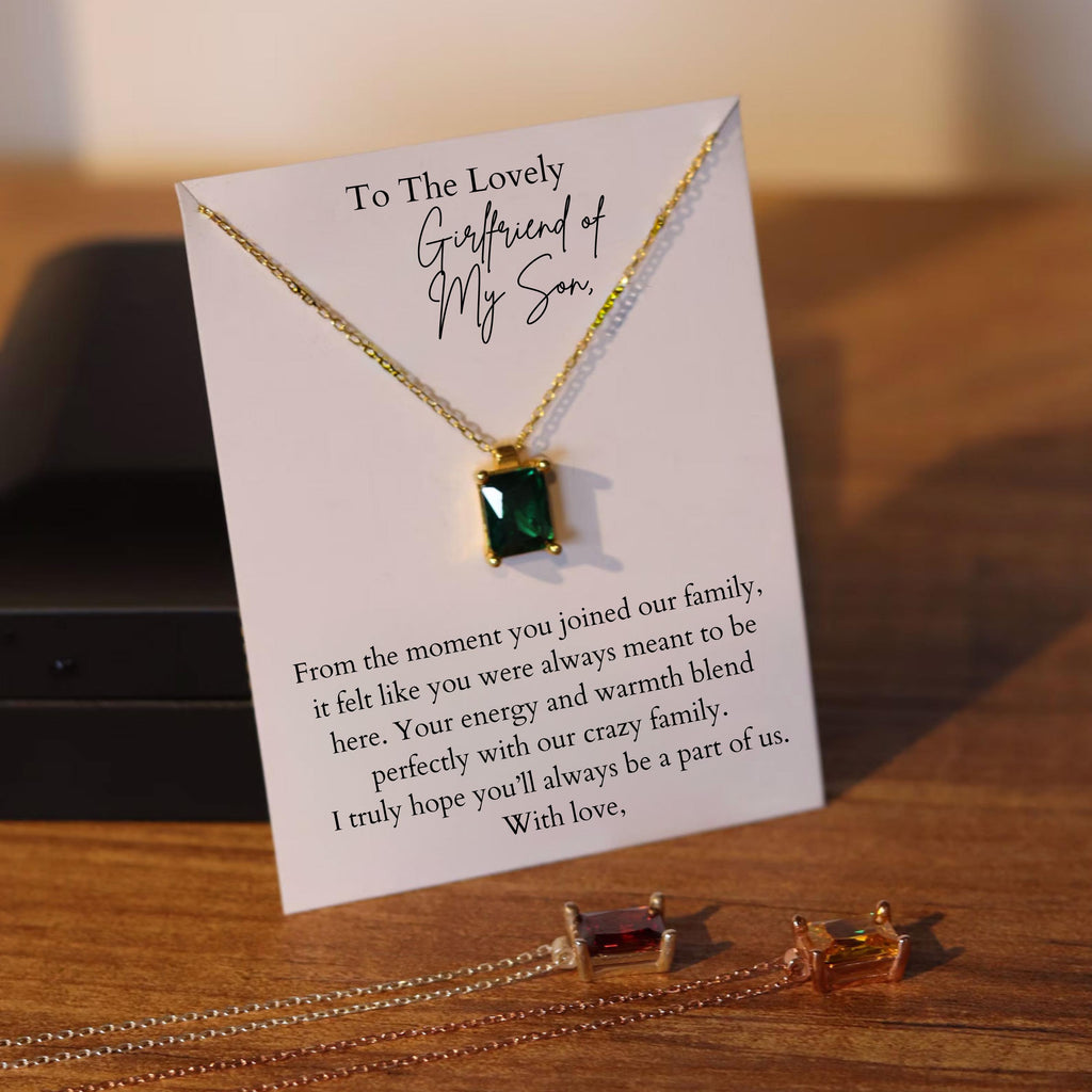Son's Girlfriend Gemstone Necklace with LedLight Box, Christmas Gift to Son's Girlfriend Necklace from Boyfriend Family,