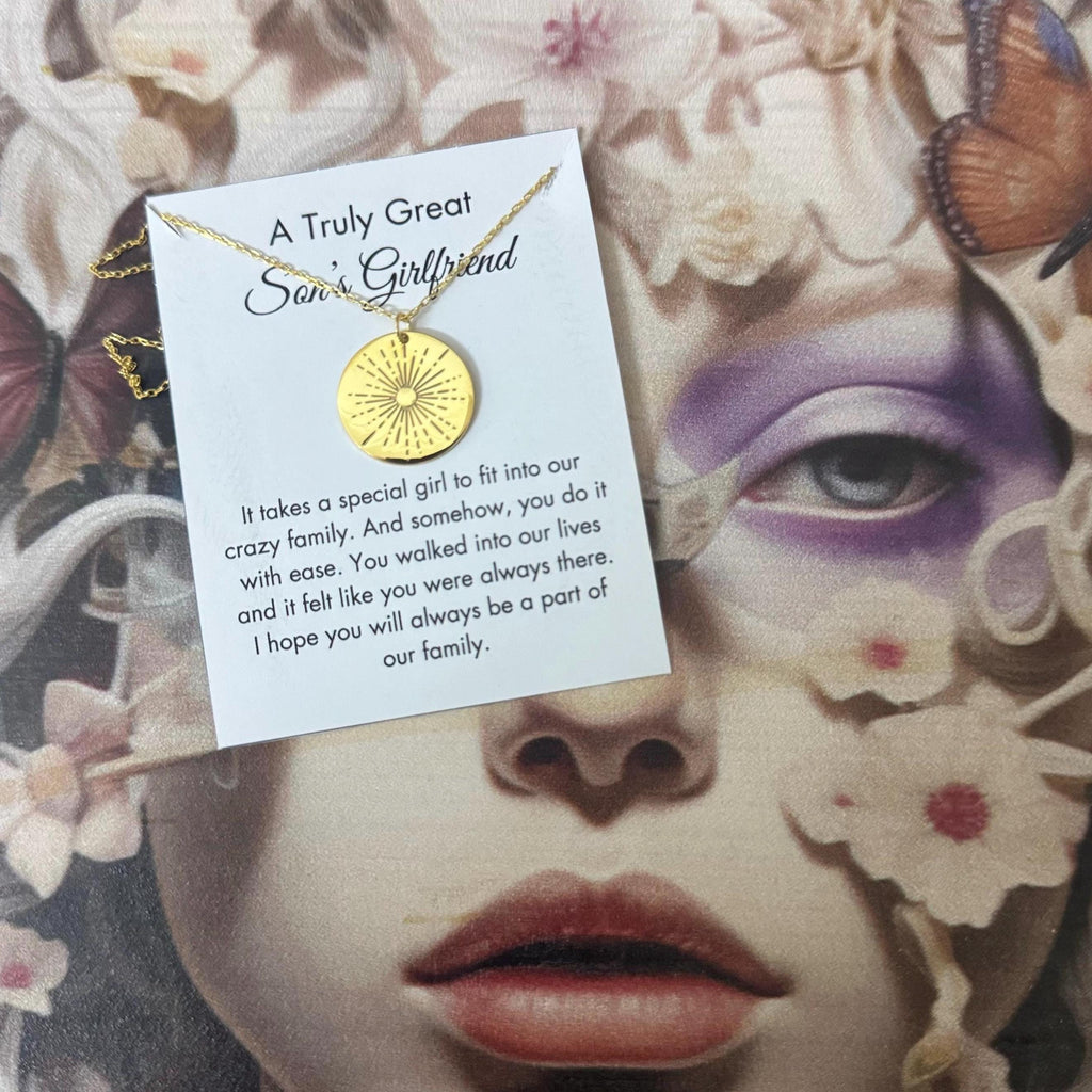 Son's Girlfriend Sun Necklace for Christmas, Sons Girlfriend Silver Jewelry, Son’s Girlfriend Gifts, Daughter in Law Gift,