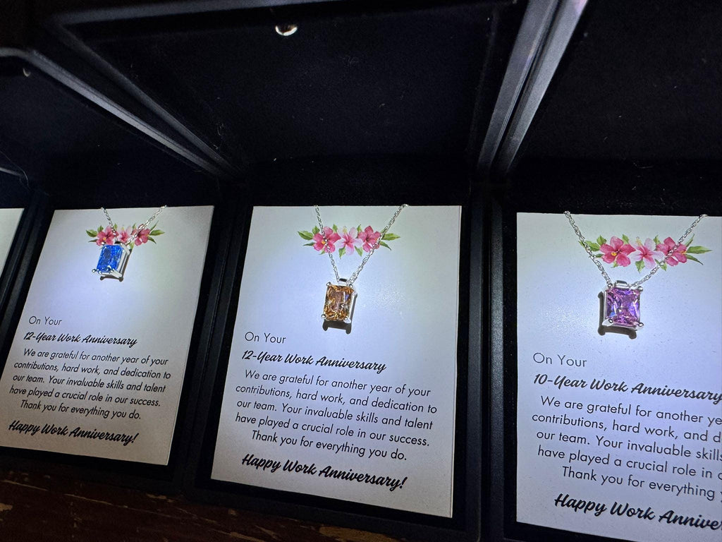 10 Year Work Anniversary Necklace Gift, Female Service Award Gift, 5 Year Company Gifts, 15 Years Of Service Gifts For Women, Gift from Boss