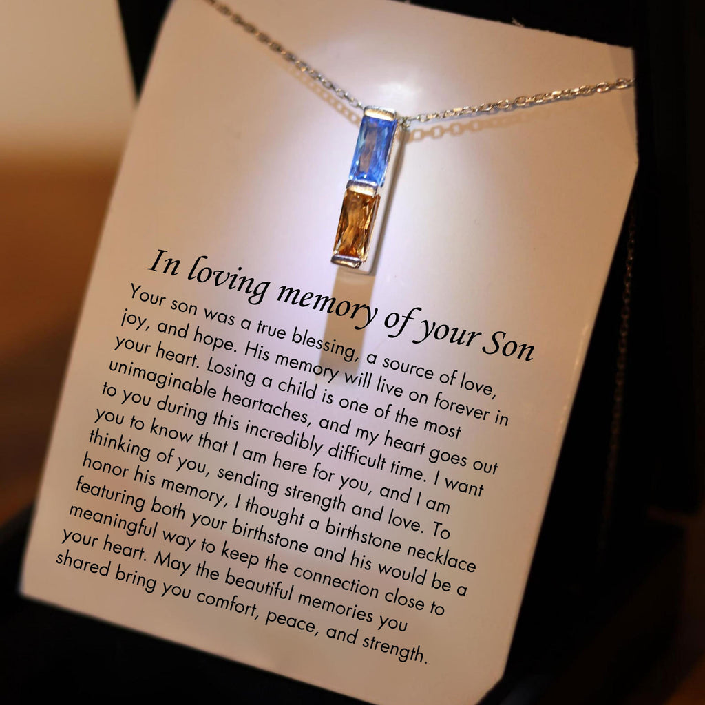 Son Remembrance Necklace, Son Memorial Gift, Matching Birthstone Necklace, Son Sympathy Gift, Son Memorial Gift, Loss of Son Necklace