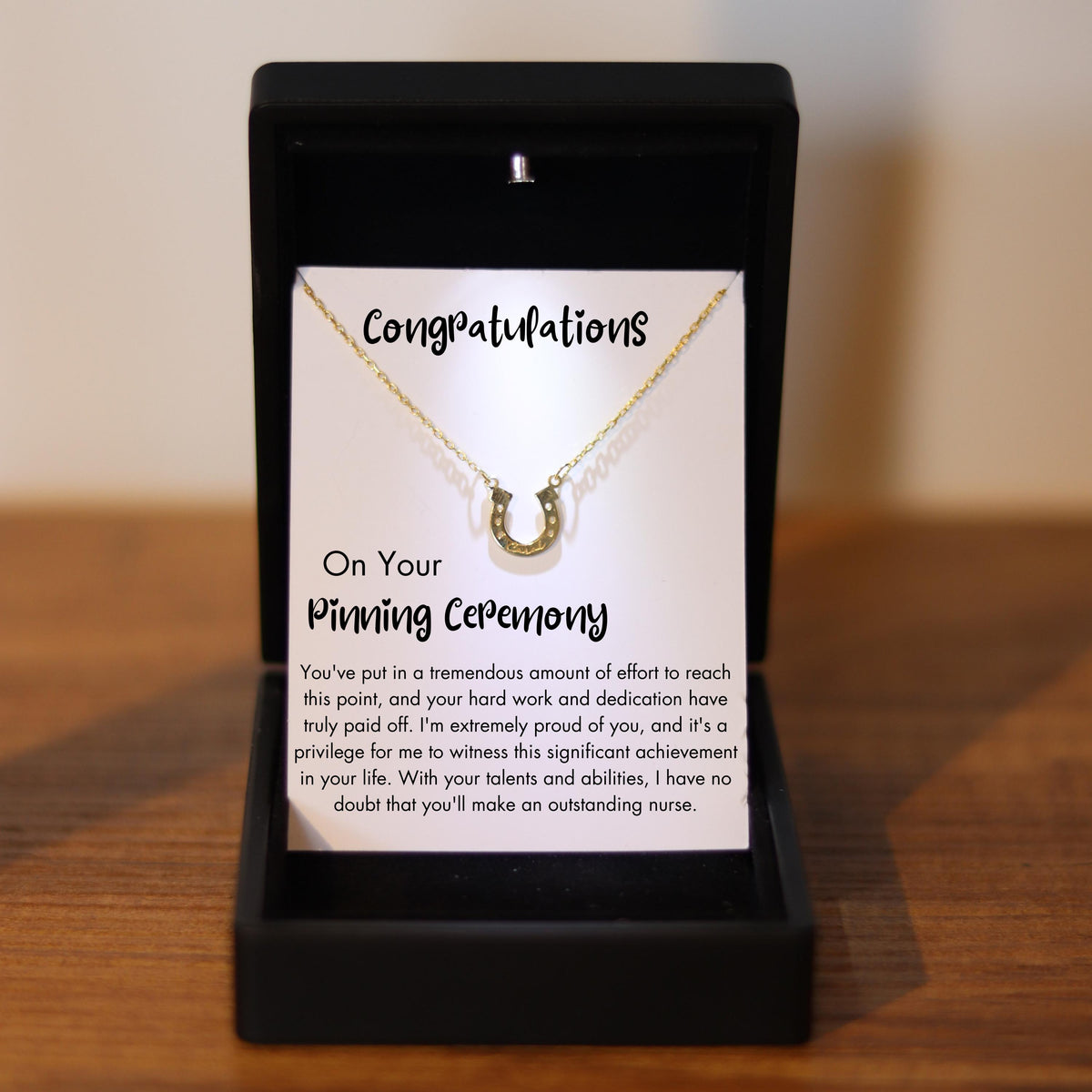 Luck Necklace for Pinning Ceremony Silver Jewelry, Personalized Pinning Ceremony, Nurse Pin Registered Nurse , Daughter Pinning Jewelry