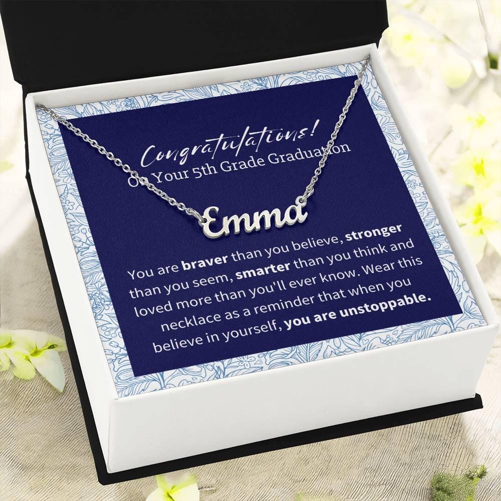 Custom 5th Grade Graduation Girls, Elementary School Gift, 5th Graders Gift Granddaughter, Niece, Personalized Girl's Graduation necklace