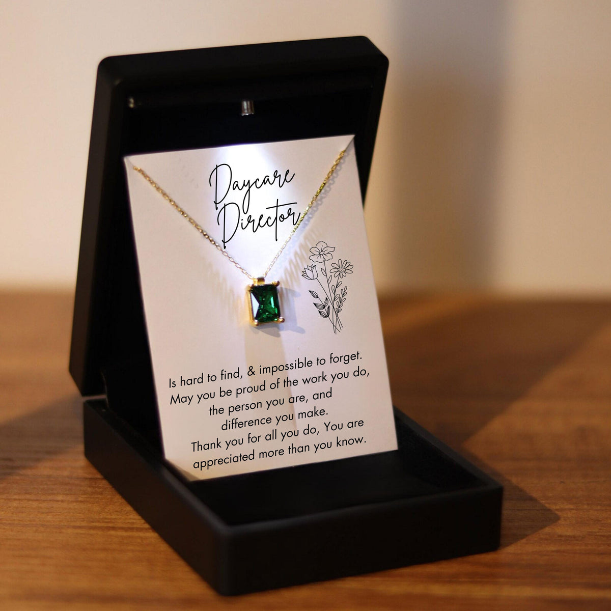 Daycare Director Birthstone Necklace, Silver Necklace for Daycare Teacher Thank You Gift, Daycare Director Appreciation Gift