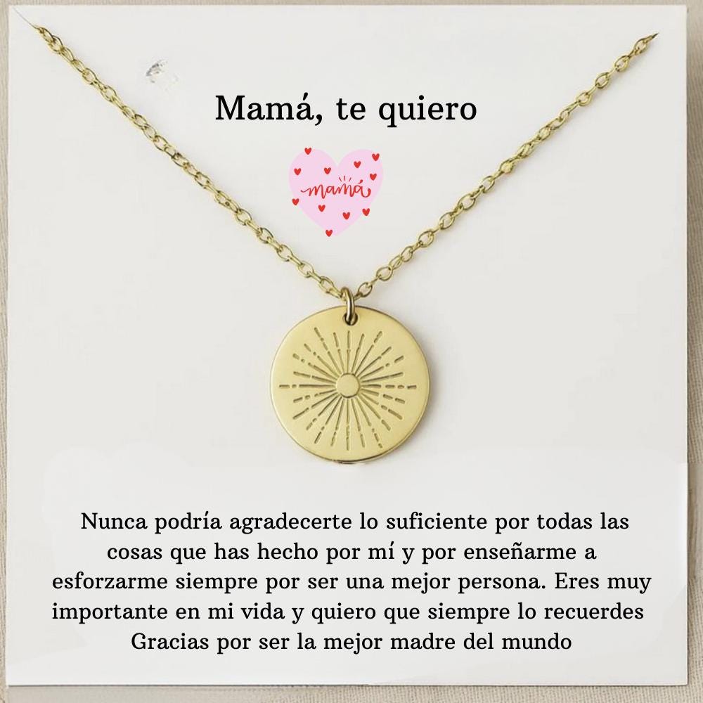 Mama te quiero, Regalos Para Madre, Para mi Mamá en el Día de la Madre, Collar Regalo Para Madre: Joyería Para Mamá, Cumpleaños
