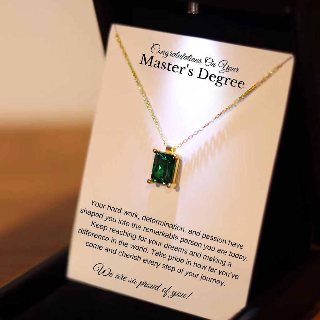 Masters Degree Graduation Gift, MBA Graduation Gift for Her, Personalized Master's Degree Birthstone Necklace, PhD MD Necklace Gift,