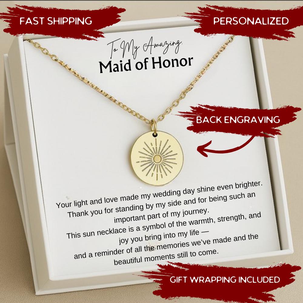 Maid Of Honor Necklace from Bride, Thank you Gift from Bride, MOH Necklace, Maid of Honor Proposal, Wedding gift bridesmaid