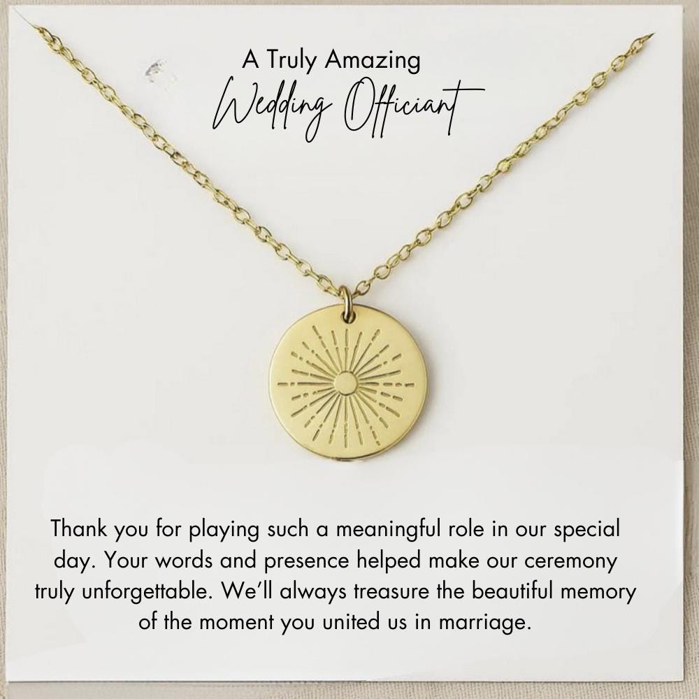 Woman Wedding Officiant Silver Necklace Gifts, Personalized  Wedding Officiant Gifts Wedding Officiant Appreciation Thank You Gifts