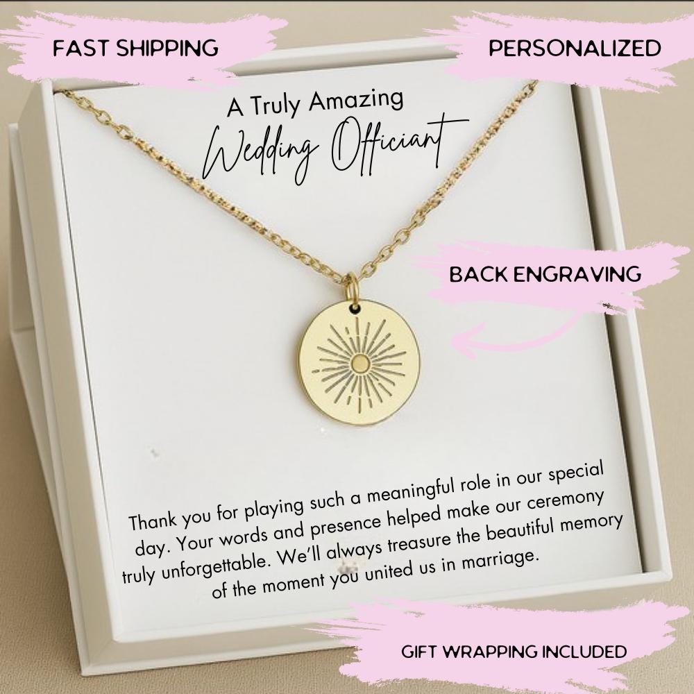 Woman Wedding Officiant Silver Necklace Gifts, Personalized  Wedding Officiant Gifts Wedding Officiant Appreciation Thank You Gifts
