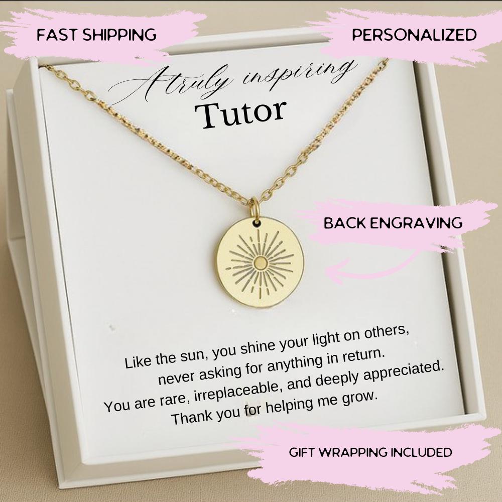 Personalized Tutor Necklace, Tutor Thank You Gift, Tutor Appreciation Gift, Unique Gift for Mentor for her, Student to Tutor gift