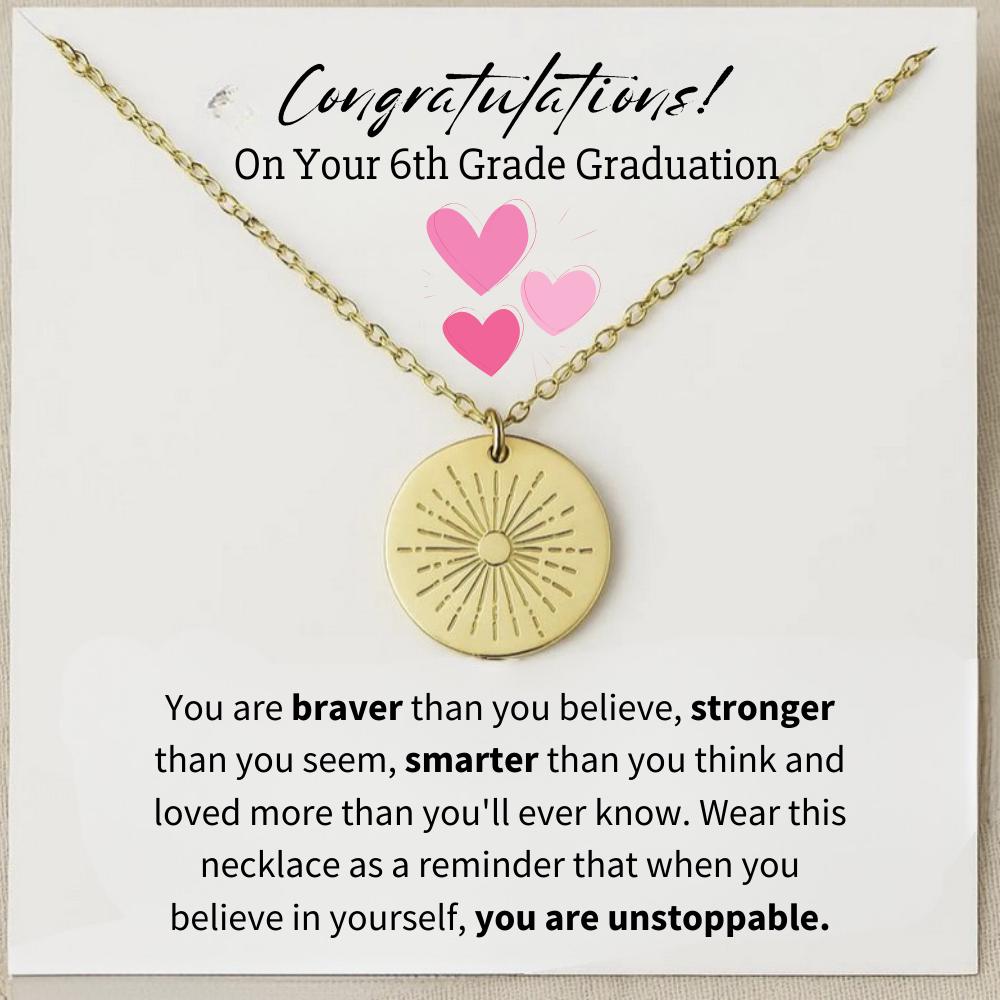 6th Grade Graduation Gift, 6TH Grade Luck Necklace, Last Day of School, 6th Graduation 2025, 6th Grade Graduation Gift, Elementary School