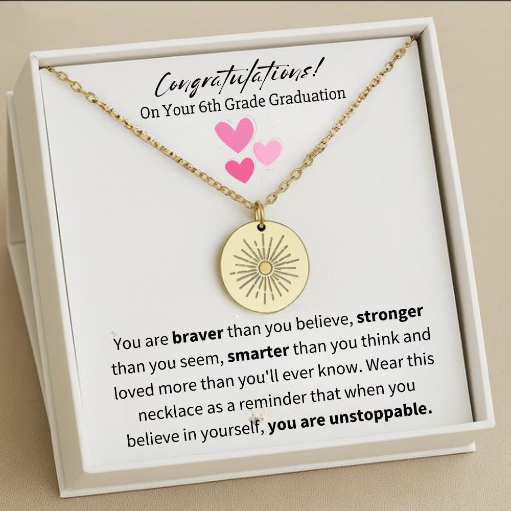 6th Grade Graduation Gift, 6TH Grade Luck Necklace, Last Day of School, 6th Graduation 2025, 6th Grade Graduation Gift, Elementary School