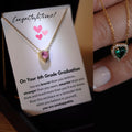 6th Grade Graduation Heart Necklace, 6th school grad Necklace Birthstone Heart Necklace, School Grad Jewelry, Silver Necklace for Graduation