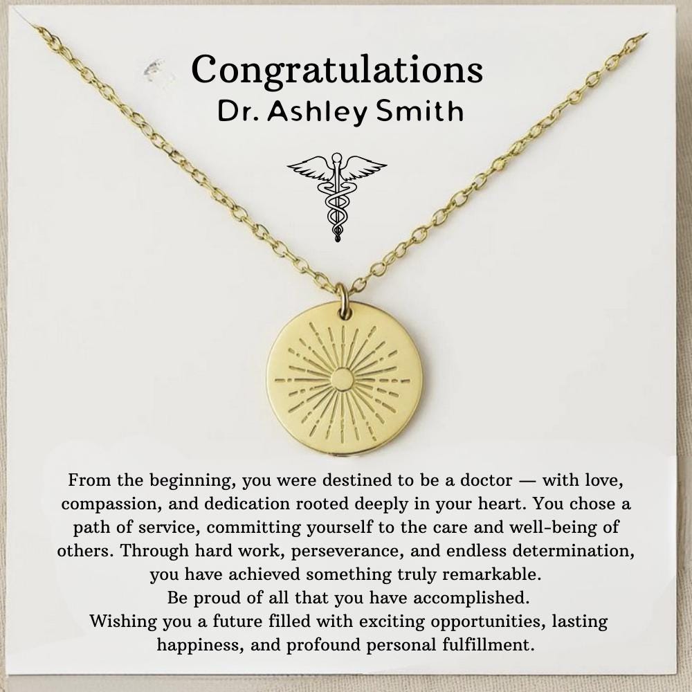 New Doctor Gift for Her, Medical School Graduation, New Doctor Necklace, Medical Student Graduation, Peronalized Dr Graduation Necklace Gift
