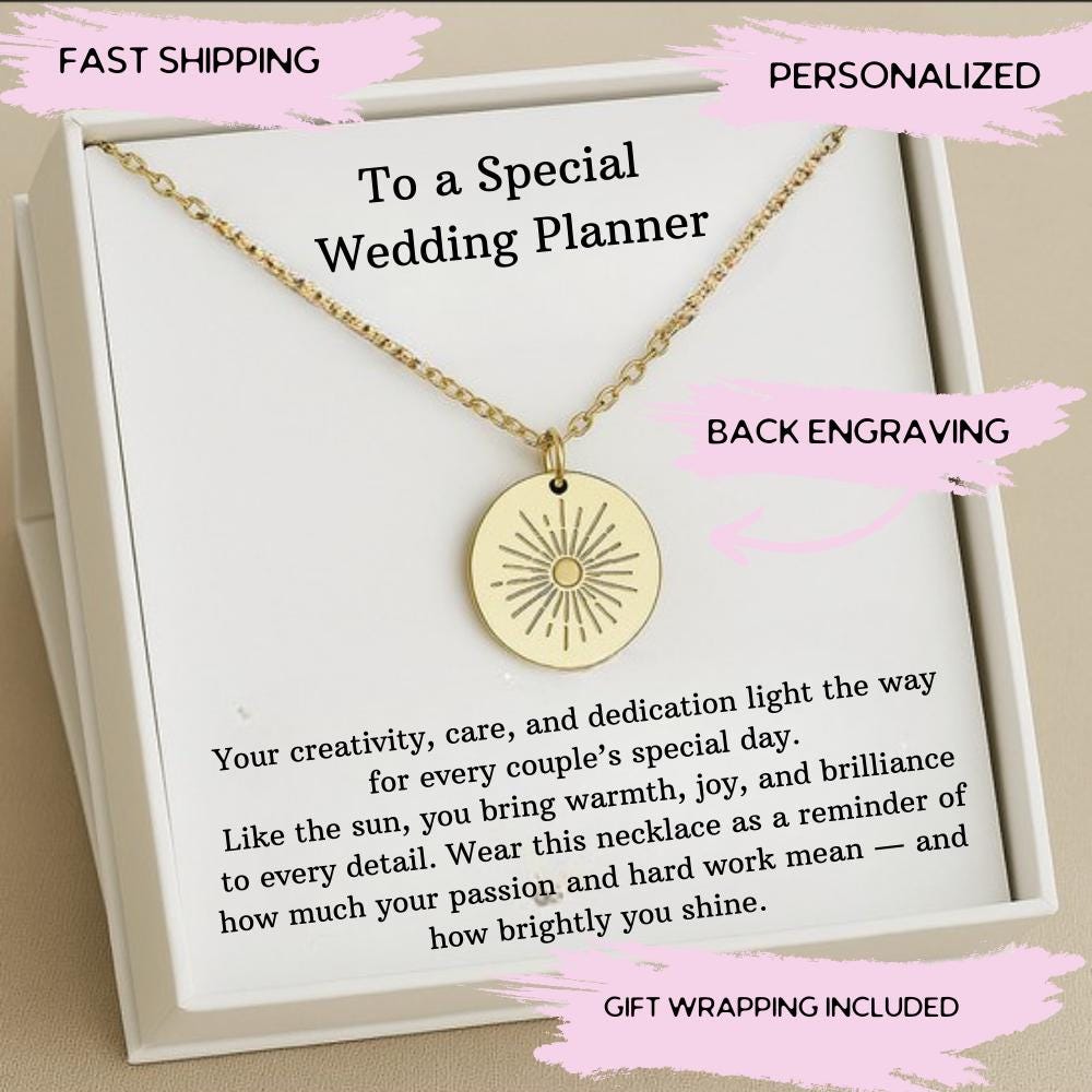 Wedding Planner Necklace Gift,  Wedding Coordinator Silver Jewelry , Wedding Planner Thank You Gift from Bride, Wedding Organizer Gifts