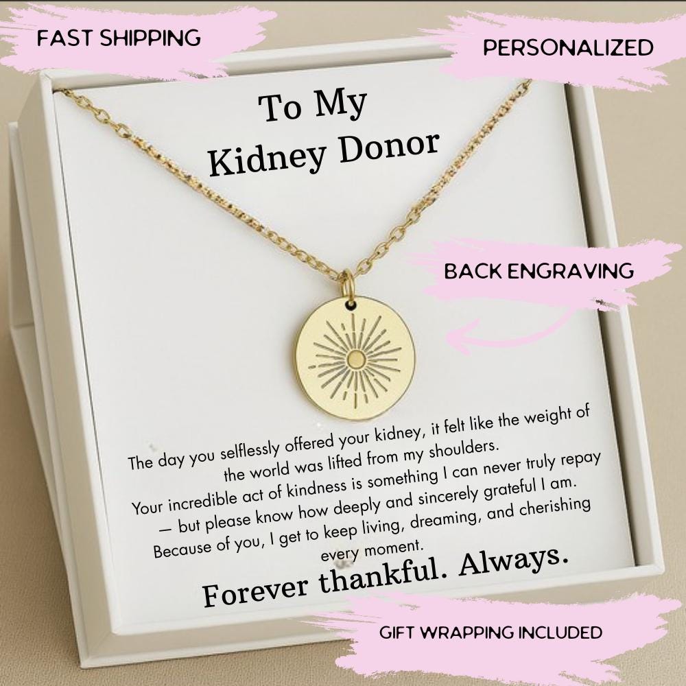Kidney Donor Necklace Gift for Organ Donation Awareness, Organ Donation Kidney Disease Gift, Kidney Transplant Gift, Kidney Buddies
