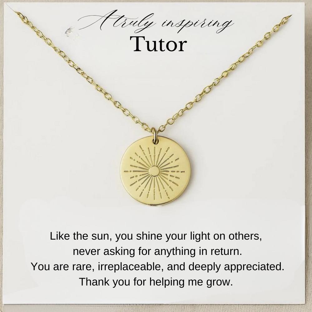 Personalized Tutor Necklace, Tutor Thank You Gift, Tutor Appreciation Gift, Unique Gift for Mentor for her, Student to Tutor gift