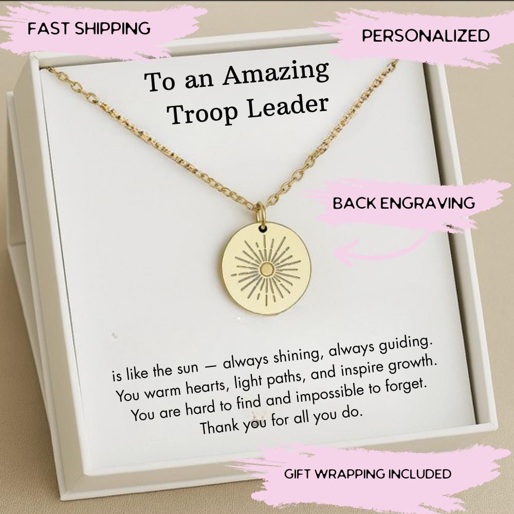 Personalized Troop Leader Necklace Gift, Troop Leader Thank You Gift, Troop Leader Appreciation Gift,  Troop Leader Leaving Gift
