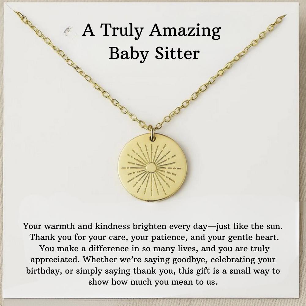 Babysitter Silver Necklace Gift, Babysitter Thank You Gift, Babysitter Jewelry, Babysitter Leaving Necklace, Babysitter Saying Goodbye Gift