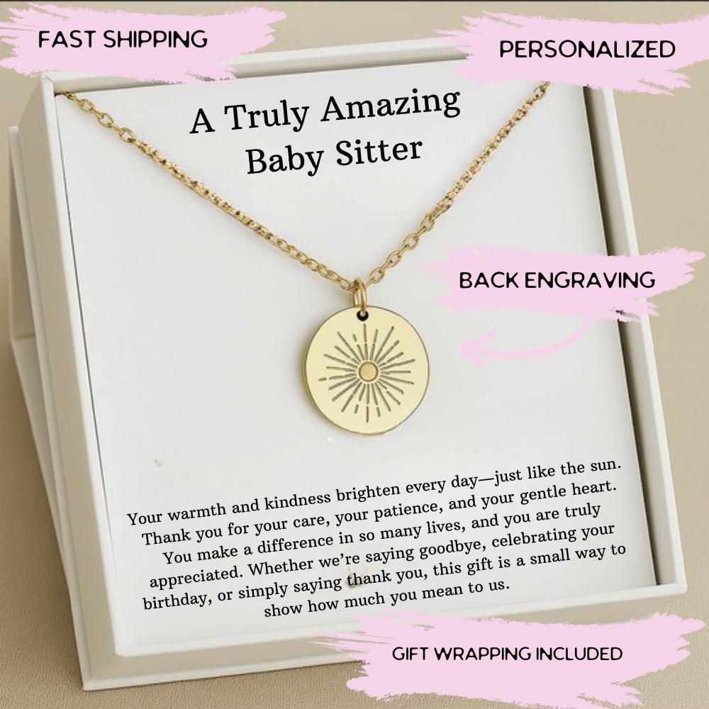 Babysitter Silver Necklace Gift, Babysitter Thank You Gift, Babysitter Jewelry, Babysitter Leaving Necklace, Babysitter Saying Goodbye Gift