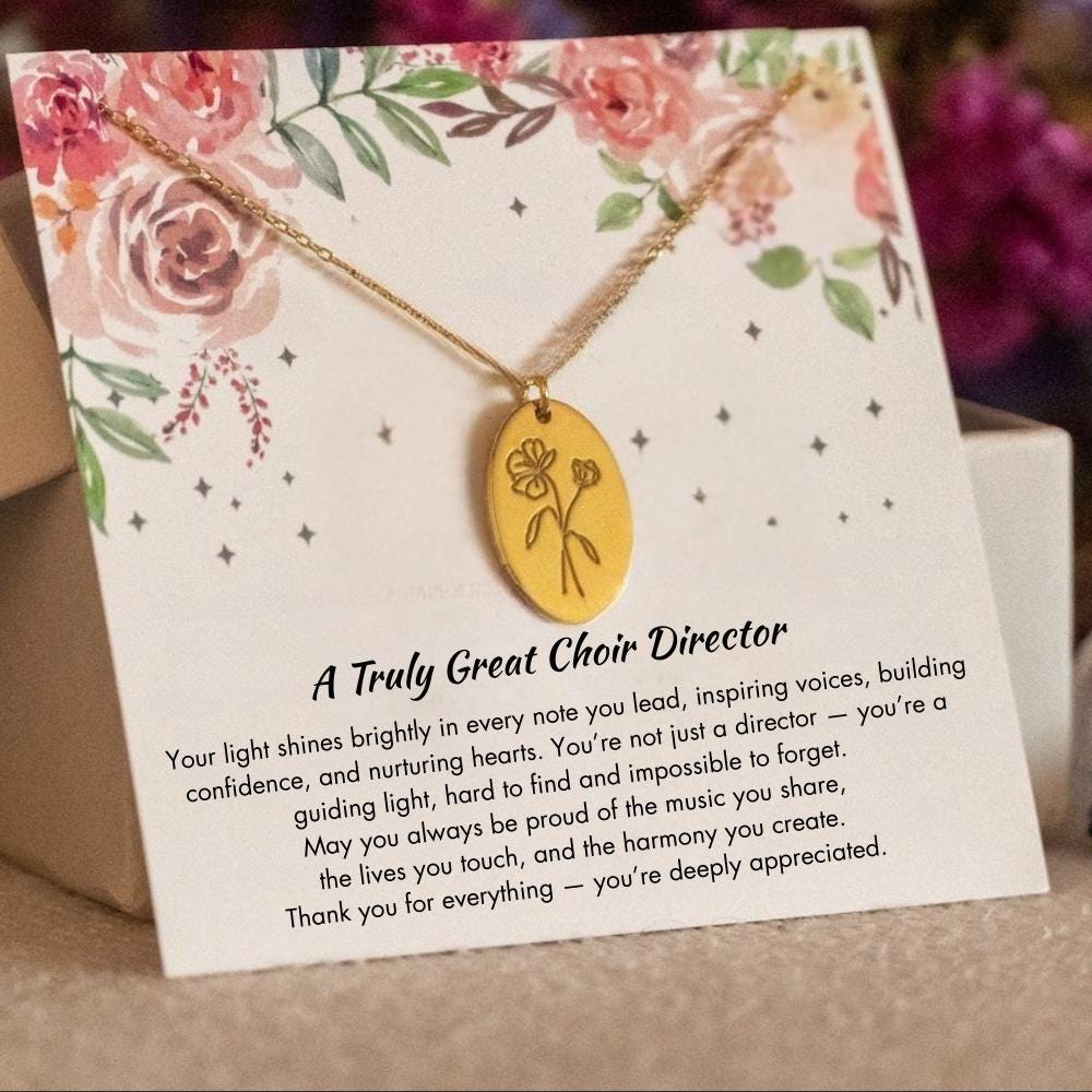 Personalized Choir Director Birth Flower Necklace, Appreciation Choir Director Thank You Jewelry, Choir Director Gift, Choir Director Jewelr