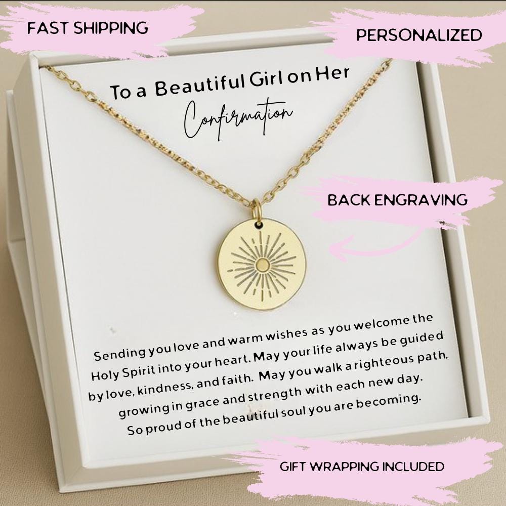 Confirmation Necklace Gifts for Girls, Personalized Silver Confirmation Gif,  Goddaughter Necklace Gift from Godmother, Baptism Gift