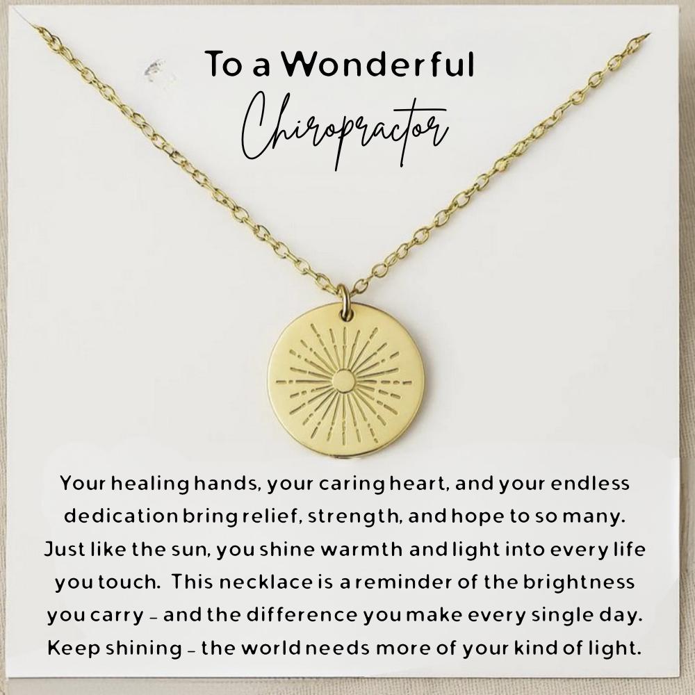 Personalized Chiropractor Silver Sun Necklace, Chiropractic Jewelry, Gift for Chiropractor Necklace, A Truly Chiropractor Appreciation Gift